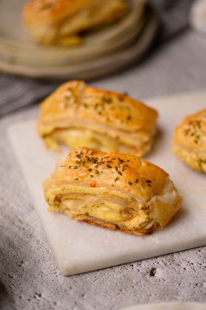 Cheese And Chicken Puff Pastry Rolls
